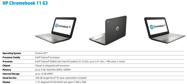 hp chromebook 11 g3 specs