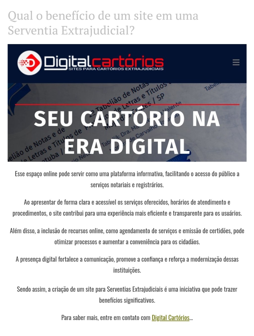 Qual o benefício de um site em uma Serventia&nbsp;Extrajudicial?