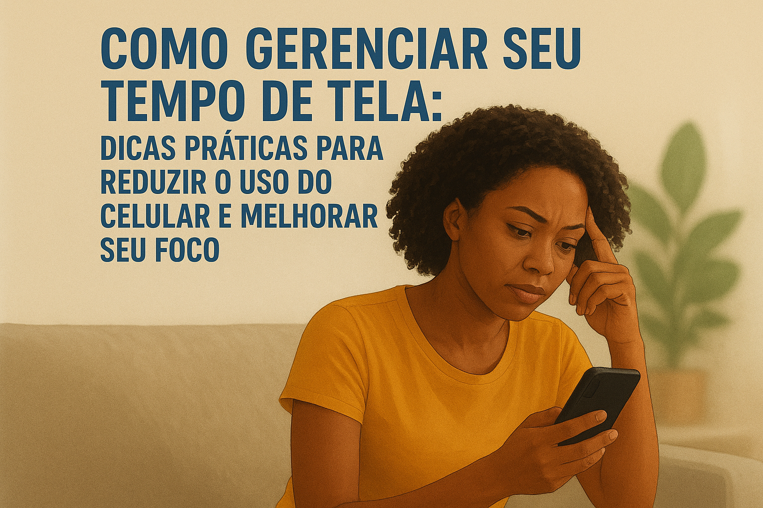 Pessoa reduzindo o uso do celular para melhorar o foco