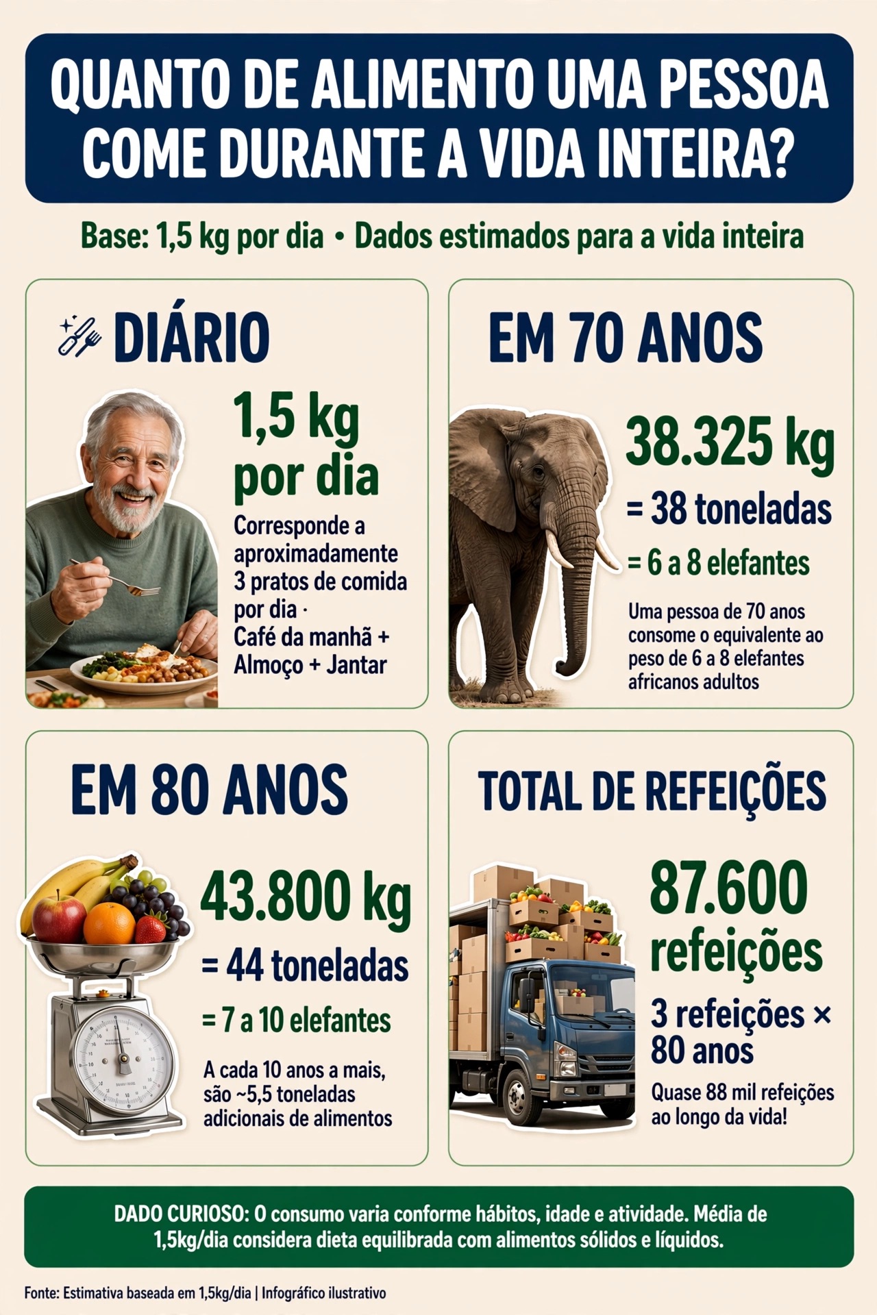 Quanto de alimento uma pessoa come na vida